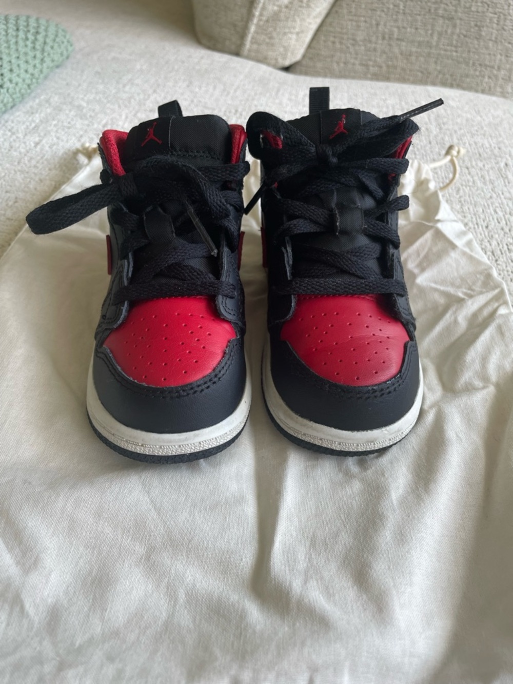 Jordan 1 Kids Black and Red High-Top Sneakers